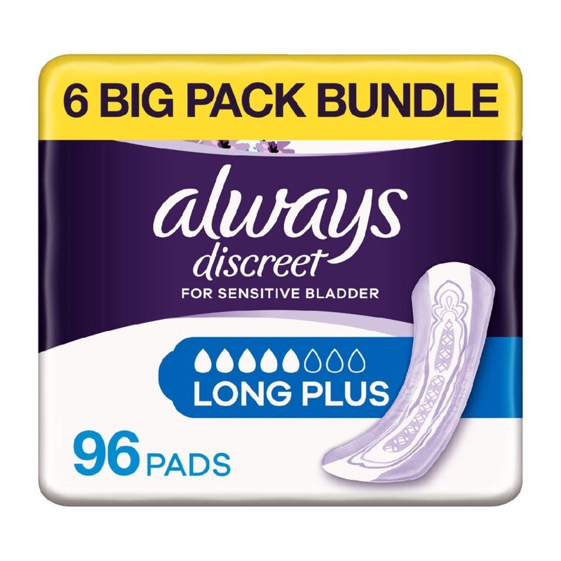 Discreet Long Plus Pads – 96 Pads (6 Pack Bundle)