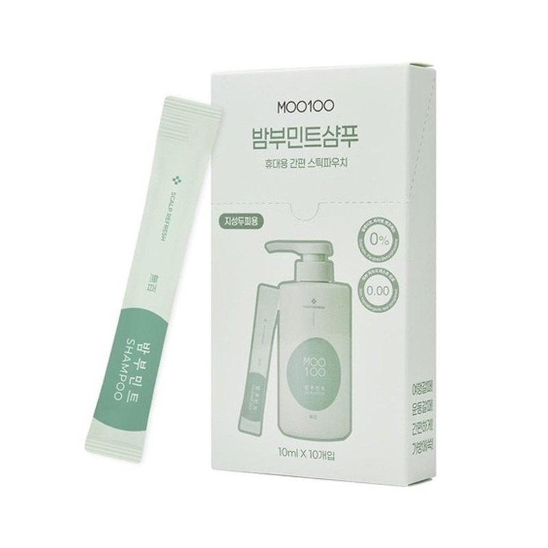 MOO100 Bamboo Mint Shampoo Travel Stick Pouch 10ml  10pcs