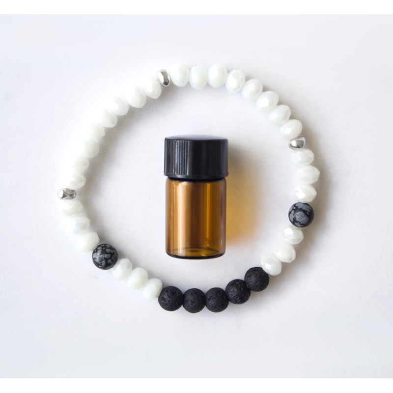 Diffuser Bracelet: Crystals with Snowflake Obsidian