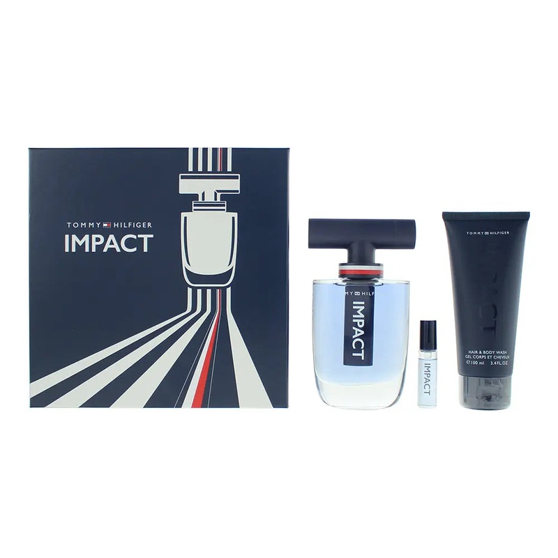 Tommy Hilfiger Impact 3 Piece Gift Set: Eau de Toilette 100ml – Body Wash 100ml – Eau de Toilette 4ml