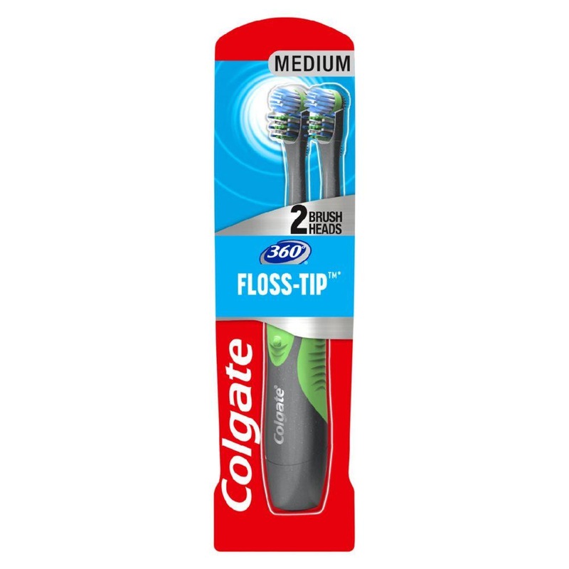 360 Floss Tip Battery Powered Toothbrush X2 Head Pack
