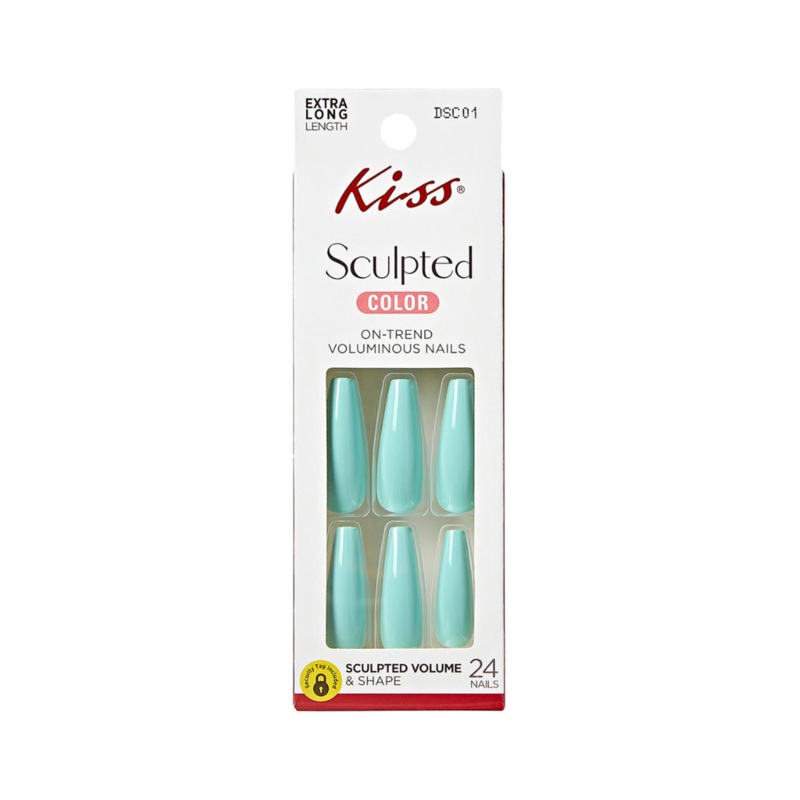 Kiss Nails Sculpted Color 24 Extra Long Nails Moody Nights