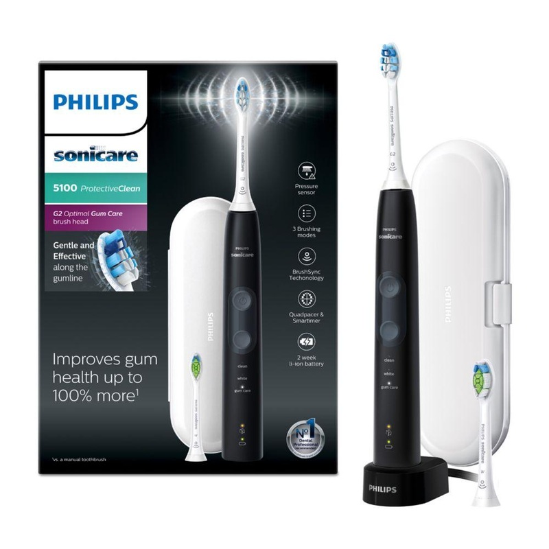 Sonicare Protectiveclean 5100 Black Electric Toothbrush & Additional Toothbrush Head