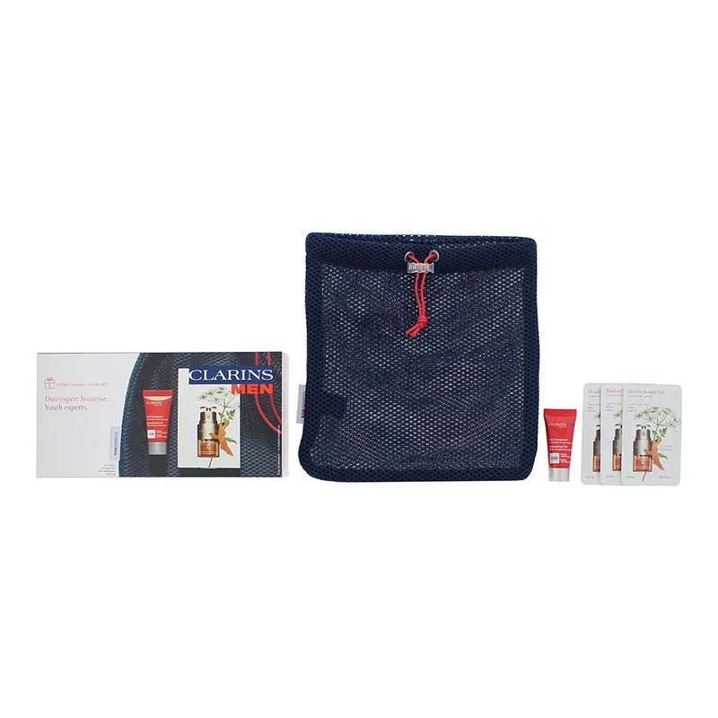 Clarins Men 3 Piece Gift Set: Energizing Gel 5ml – Double Eye Serum  3ml – Pouch Not for sale