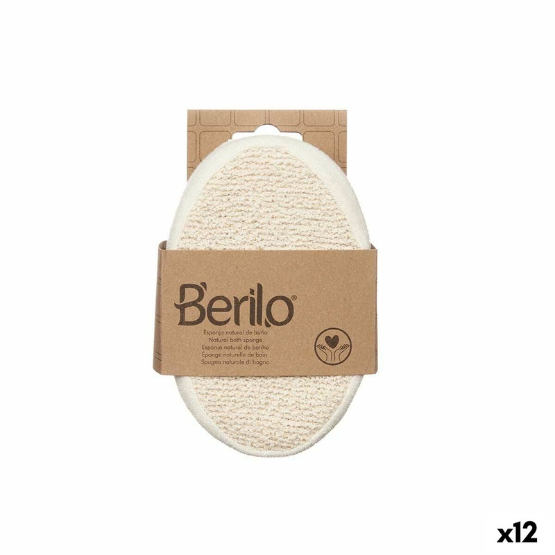 Body Sponge Berilo B7081-8 White Beige 15 x 5 x 10 cm (12 Units)