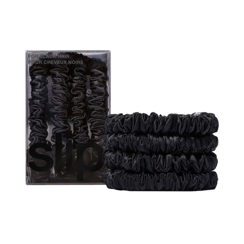 Pure Silk Back To Basics Skinny Scrunchies – Black 1 Unit