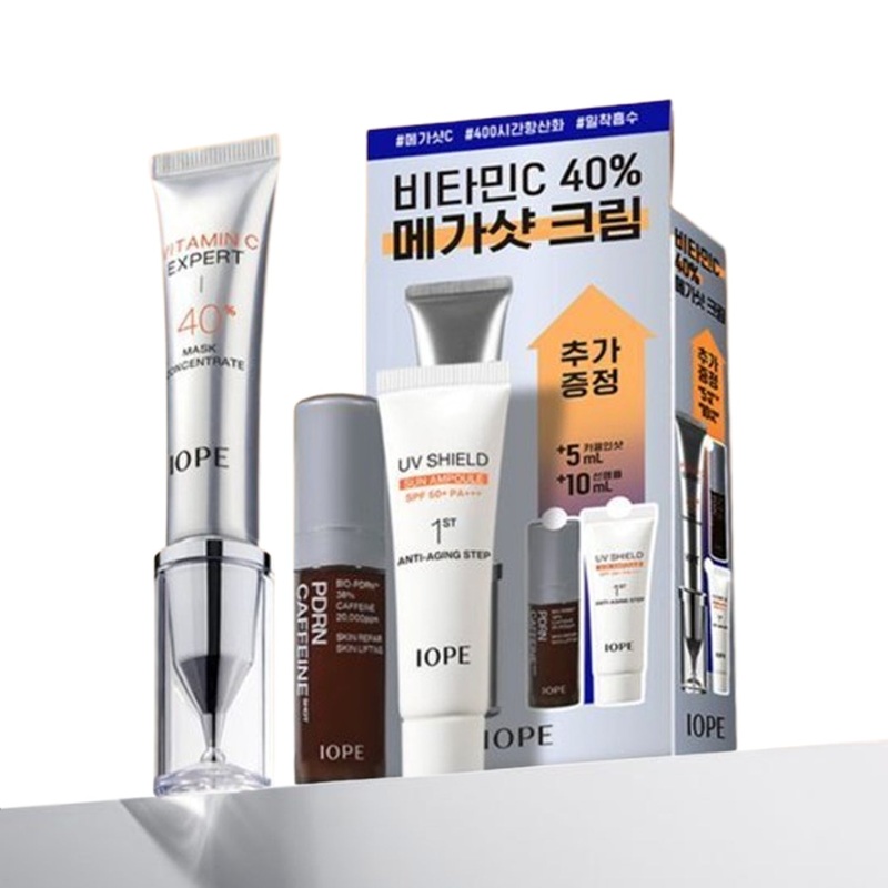 IOPE Vitamin C Expert 40% Mask Concentrate Set (15g + PDRN 5ml + Sun Ampoule 10ml)