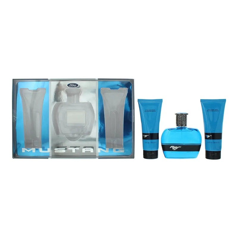 Mustang Blue 3 Piece Gift Set: Eau de Toilette 100ml – Aftershave Balm 100ml – Hair  Body Wash 100ml