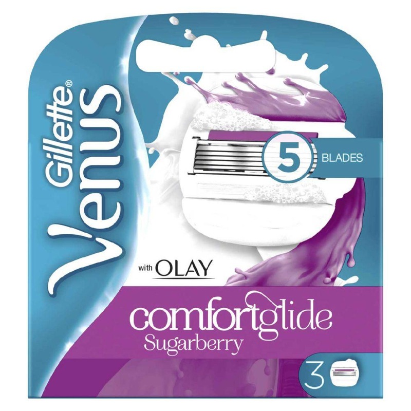 Venus Comfortglide Sugarberry With Olay Razor Blades, 3 Pack