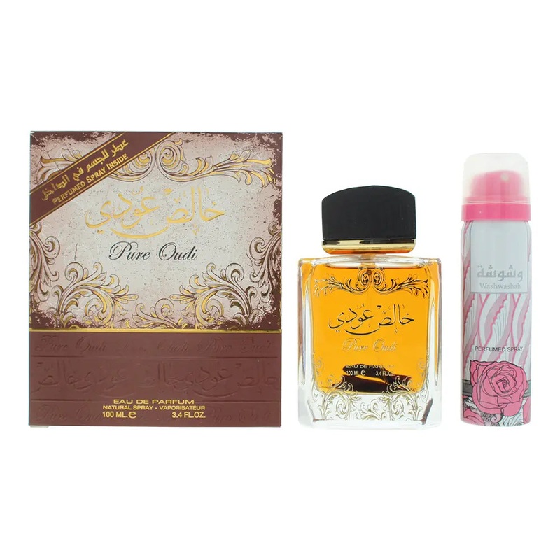 Lattafa Pure Oudi 2 Piece Gift Set: Eau de Parfum 100ml – Deodorant Spray 50ml