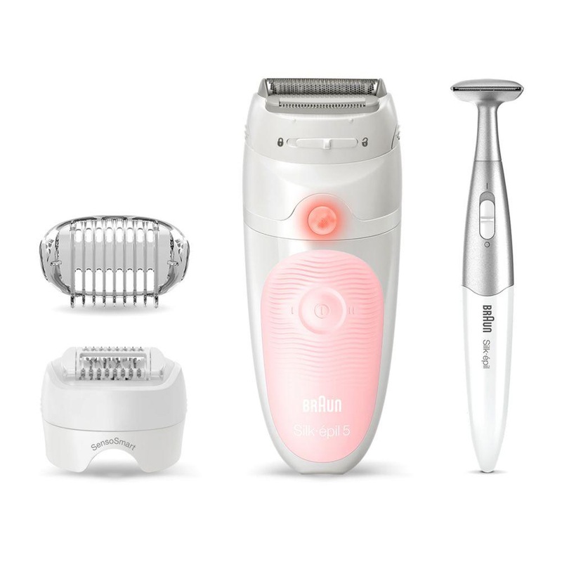 Silk-pil 5 5-820 Epilator For Women For Gentle Hair Removal, White/Pink