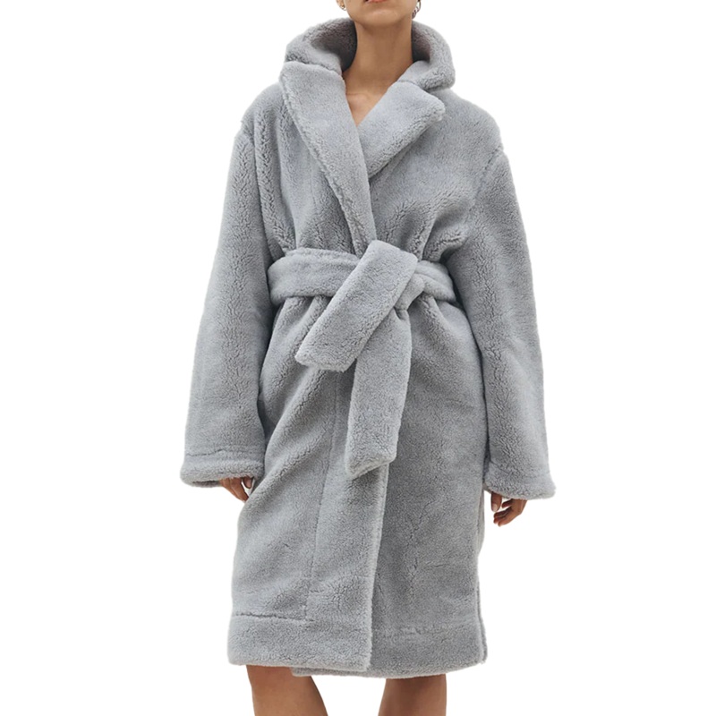 Merino Knit Fleece Bath Robe – Unisex – Platinum Slate – XS/S