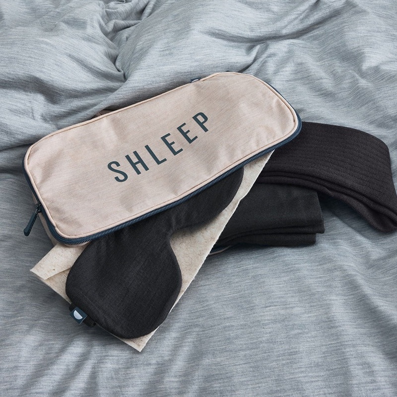 Merino Travel Kit – Merino Jersey Sleep Mask, Merino Jersey Travel Blanket, Merino Silk Short Sock – Arabian Nightsky