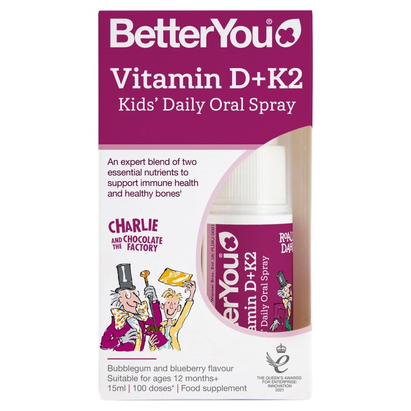 Vitamin D+K2 Kids’ Daily Oral Spray Bubblegum and Blueberry Flavour 15ml