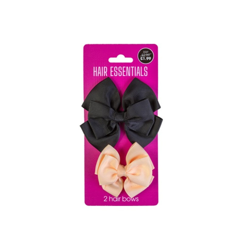 Beauty Outlet 2 Hair Bows Black & Nude BEAU423