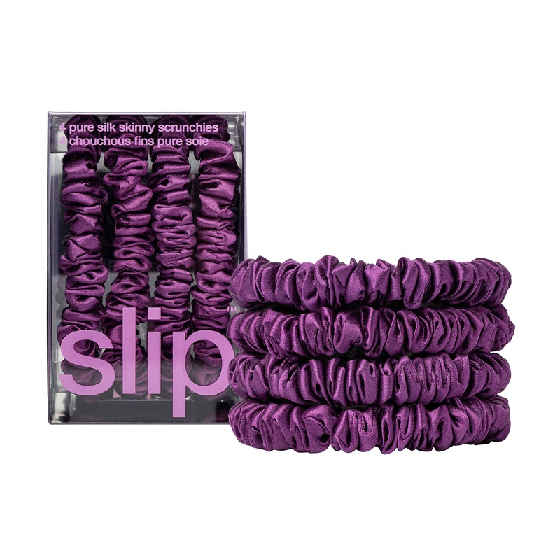 Pure Silk Skinny Scrunchies – Dark Purple