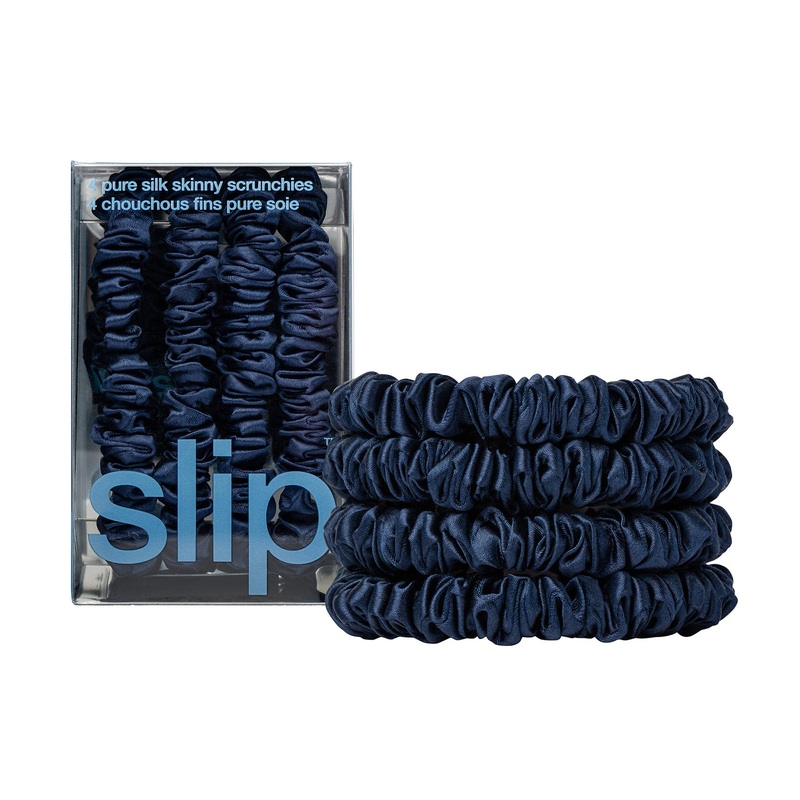 Pure Silk Skinny Scrunchies – Navy
