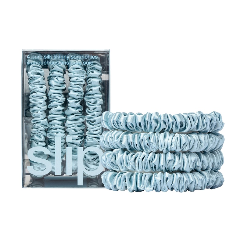 Pure Silk Skinny Scrunchies – Sky Blue